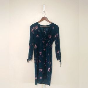 Slit semi Wrap Dress with back zipper